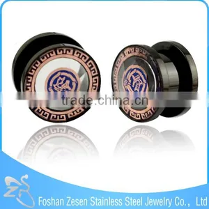 NEW! Black Steel Picture Set Tunnel Ear Plug Piercing thumbnail-1