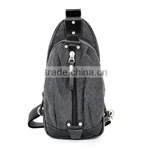 Leisure Style Canvas Leather Material Men Chest Bag thumbnail-2