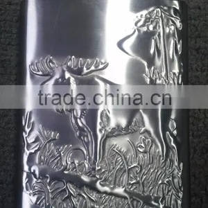 6oz Logo Customzied Metal PU Leather Wrapped Hip Flask thumbnail-5