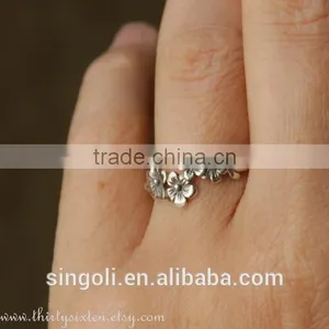 Sterling Silver Jewelry Cherry Blossom Flower Ring thumbnail-3
