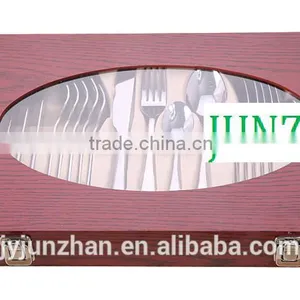 24pcs Cutlery in Visable Wooden Box and Stainless Steel 410 Material Factory Sell Directly thumbnail-4