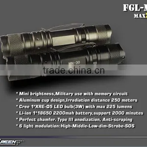 18650 Battery Hard Anodizing Q5 EDC Military Led Mini Torch thumbnail-2
