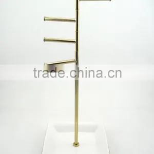 Jewelry Rotator Tree With Ceramic Tray Jewelry Tray With Necklace Stand Gold Color Jewelry Holder thumbnail-1