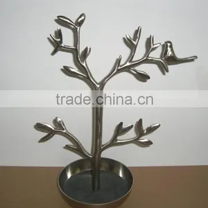 Shinny Nickel Metal Multilayer Birds Jewelry Tree and Base Holder, Jewelry Hanging Tree, Jewelry Holder Tree thumbnail-1