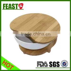 Food Use and Eco-Friendly Feature Ceramic Salad Bowl With Bamboo Shelf Food Storage Bowl 2015 HOT SELLING Salad Bowl thumbnail-2
