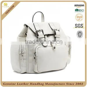 Guangzhou Fiedle Leather Bag Manufacturer OEM Durable Real Natural Leather Backpack With Multi Pockets thumbnail-3