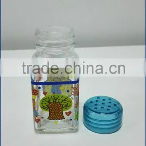 Decal Square Glass Spice Jar With Plastic Shaker Cap, Salt Shaker thumbnail-1