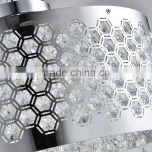 2015 Modern Crystal Ceiling Lamp With Laser Cut Hexagon Patterned Shade thumbnail-3