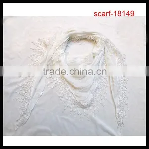 Hot Sale Office Ladies Lace Pattern Triangle Scarf thumbnail-1