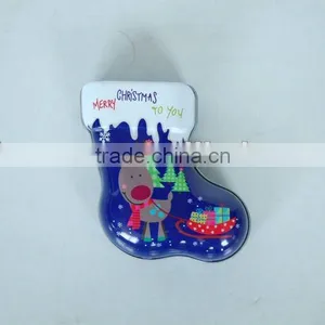 Beautiful Printing Christmas Decoration for Candy/sweet and Christmas Boot Shape Gift Tin Box thumbnail-2