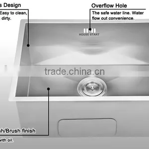 Modern Kitchen Ware Handmade Stainless Steel Undermount Kitchen Sink With Single Bowl thumbnail-2