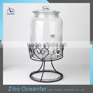 Wholesale Clear Glass Dispenser Decanter High Quality Glass Jar With Tap thumbnail-2