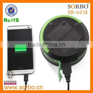 800mah Solar Power Bank LED Camping Lantern/ Collapsible Mobile Phone Charger Flashlight thumbnail-5