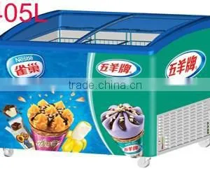 Best Seller Curved Double Door Sliding Glass Door Ice Cream Showcase Freezer thumbnail-2