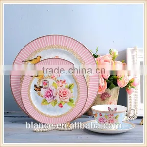 Flower and Bird Coffee Tea Set in Golden Edge Design thumbnail-1