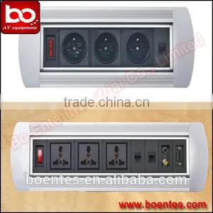 CE Approved Manual Table Flip Up Power Outlets/Desktop Rotating Socket for Office Standard Plugs thumbnail-3