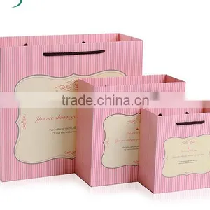 Normal Pink Gift Paper Packaging Shopping Bag With Nylon Handlle thumbnail-1