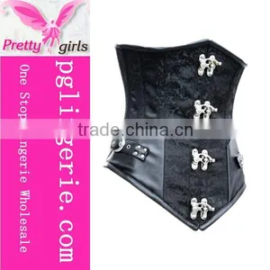 Wholesale Black 4 Steel Bone Latex Waist Trainer and Steampunk Corset thumbnail-3