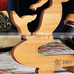WR005/100% Bamboo Material Hot Sale Mermaid Shaped Folding Bamboo Red Wine Rack thumbnail-5