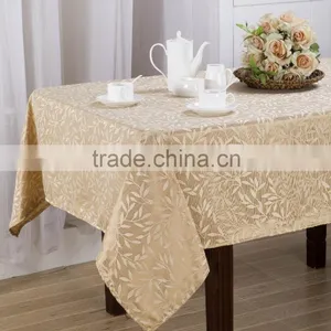 Cheap Jacquard Damask Polyester Table Cloth Leaf Design thumbnail-2