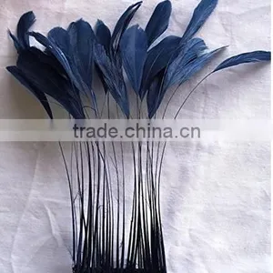 NAVY BLUE Stripped Coque Feathers, 6-8'' thumbnail-1
