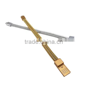 New Design TPE Jacket Micro Usb Data for Mobile Phone Gold Silver Data Cable thumbnail-4