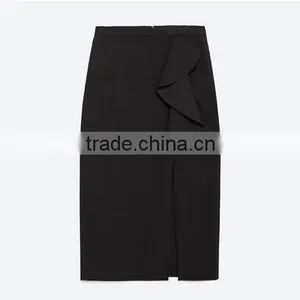 Guangzhou Supplier Famouse Brand Flouce Designer Black Straight Skirts 2015 Mature Women in Skirts thumbnail-2