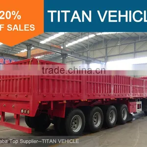 TITAN 3 Axles 4 Axles 40 Ton 60 Ton Flatbed Trailer With Drop Side Walls thumbnail-2