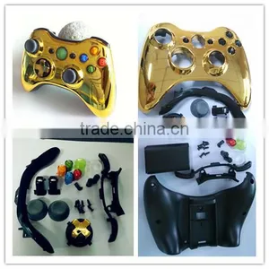 Chrome Gold Controller Full Shell With All Black Repair Parts for Xbox360 Slim thumbnail-1