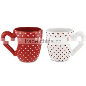 Heart Mug Set - Includes (2) Heart Shaped Handle 24 oz Mugs thumbnail-1