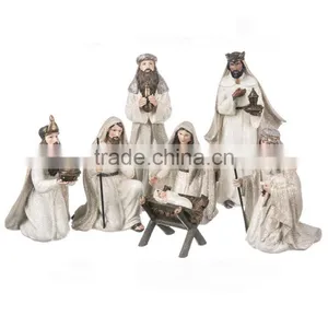 7 Inch Glitter Resin Stone Christmas Nativity Set thumbnail-1