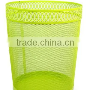 Store More Round Decorative Borde Metal Punched Mesh Trash Can Wastebasket Yellow thumbnail-1