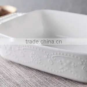 7'' White Porcelain Bakeware With Handle Square White Porcelain Tray Porcelain Bakeware thumbnail-6