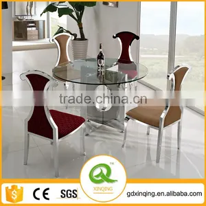 TH315 Home Furniture Glass Top Round White Dining Table thumbnail-1