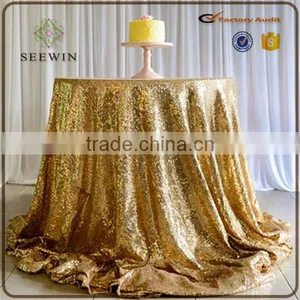 Elegant Wedding 100% Polyester Champagne Round Table Cloth Sequin Wedding Table Cloth Sequintable Cloth Dubai thumbnail-4