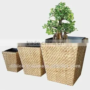 2012 Square Water Hyacinth Flower Basket Set 3 Pieces thumbnail-1