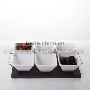 New Arrive High Quality 6pcs White Ceramic Soup Bowls With Stone Holder Wholesale thumbnail-1