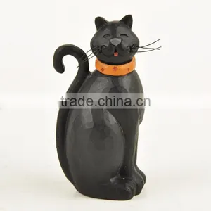Custom Hand-painted Resin Halloween Black Cat Statue thumbnail-3