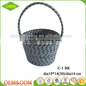 Personalized Cotton Cord Coiled Stylish Empty Easter Egg Storage Basket With Handle thumbnail-3