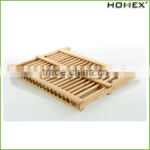 High Quality 2 Tier Bamboo Dish Rack Dish Drying Rack Folding/Homex_Factory thumbnail-1