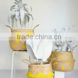Seagrass Belly Basket With Handpainted Star Decoration thumbnail-1