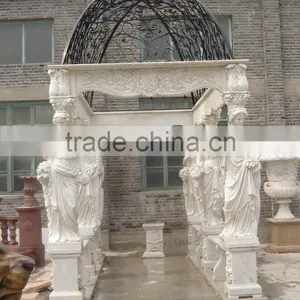 Outdoor Garden Decoration Lady Stone Carving Marble Gazebo With Column thumbnail-4