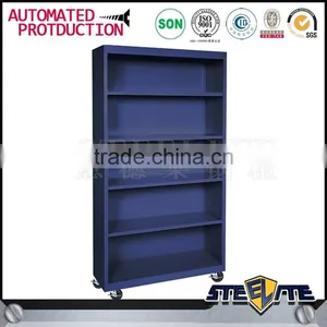 Modern Furniture 5 Shelves Office Metal Bookcases On Wheels thumbnail-6