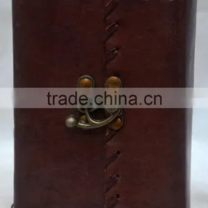 Handmade Vintage Side Stitch Leather Diary With Clasp thumbnail-1