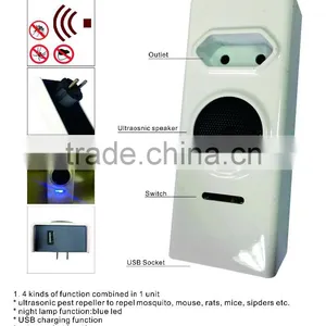 4 in 1 Portable USB Charging / Plug Ultrasonic Pest Repeller With Night Light thumbnail-1