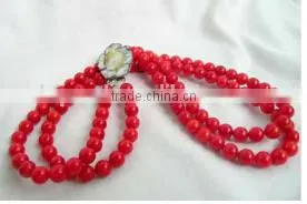 Wholesale 2 Rows 17-18" 7-8mm Original Coral Beads Necklace thumbnail-2