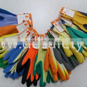 DDSAFETY 2017 Beige Cotton Knitted Gloves With Double Color Latex Coated Safety Gloves thumbnail-6