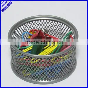 Quality Round Silver Color Metal Mesh Paper Clip Holder thumbnail-1