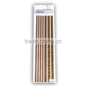 Hot Sale X'mas Glitter Ribbon Sticker, X'mas Season Ribbon Sticker thumbnail-1