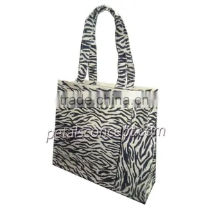 Animal Print Zebra Texture Jute Bag With Jute Self Handle thumbnail-1